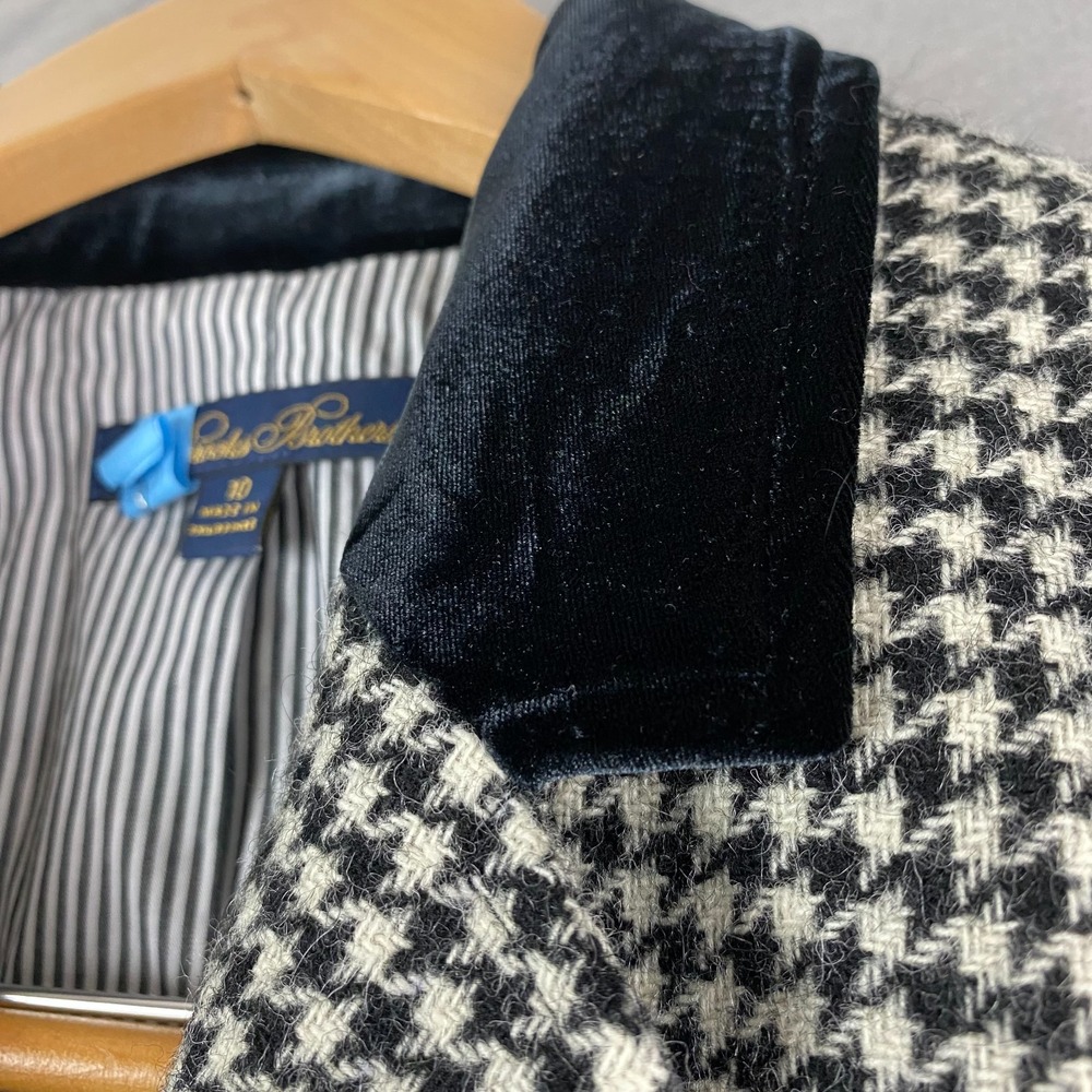 Brooks Brothers Womens blazer 10 houndstooth Wool Black White Moon England - Picture 4 of 16